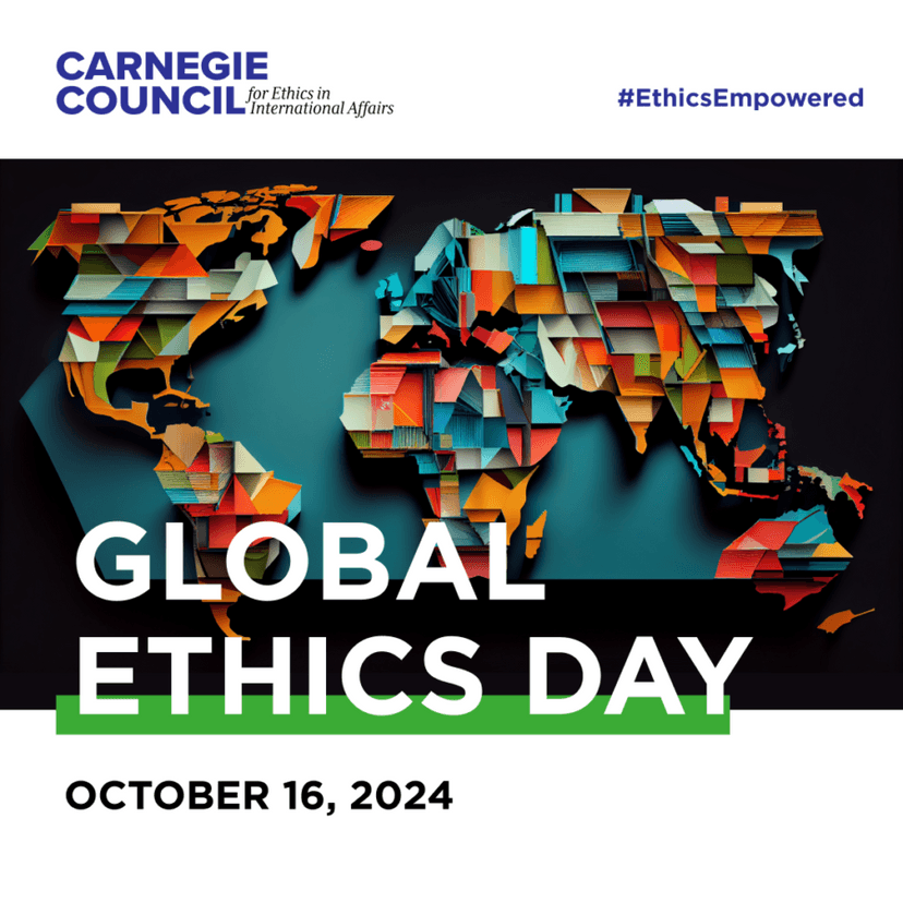 Global Ethics Day - colourful picture of world map