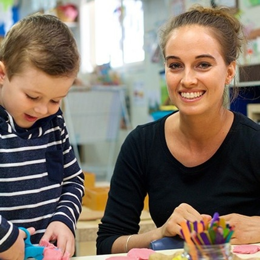 Child and teacher