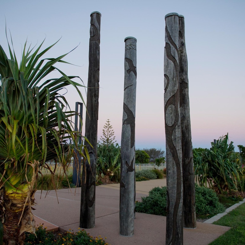Painted poles on broad walk