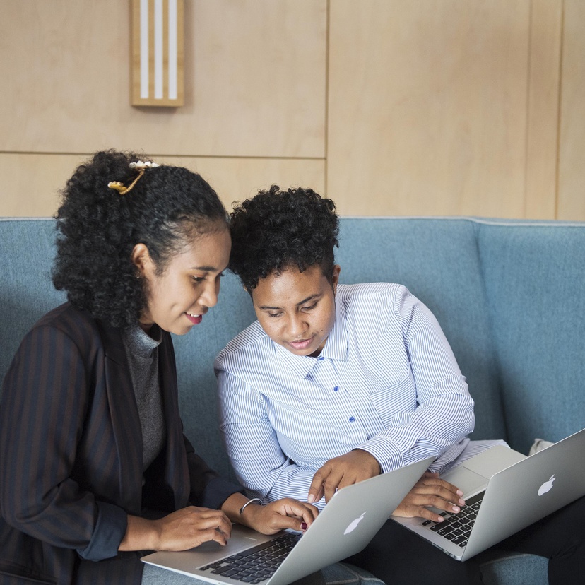 Lenny Rumadas (stripped jacket) and Ivana Kapitarauw (light grey jacket) are international students from West Papua (Indonesia) studying at the Gold Coast campus. Lenny is an international student ambassador.