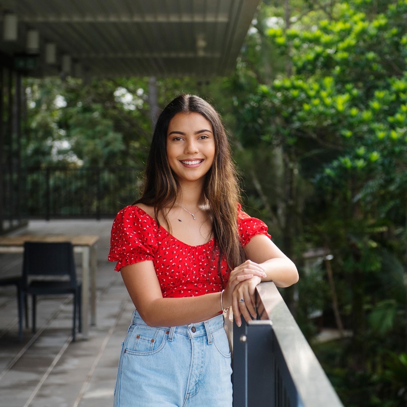 Student smiling on Lismore campus