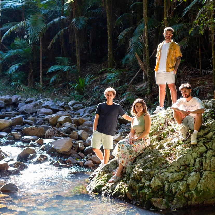 Global students hanging out together in the hinterland