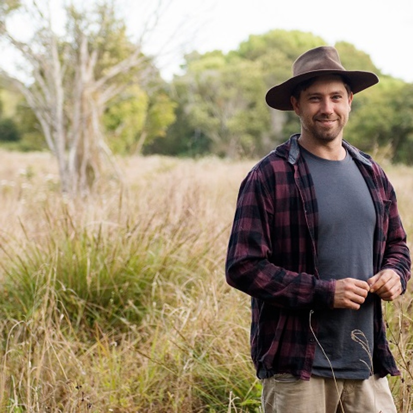 A man stands in a field