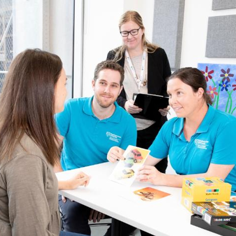 Students doing a speech consultation