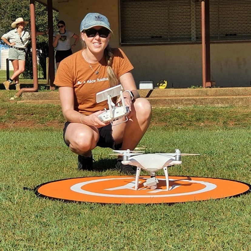 Southern Cross PhD student Grace Russell, drone training in Alstonville.