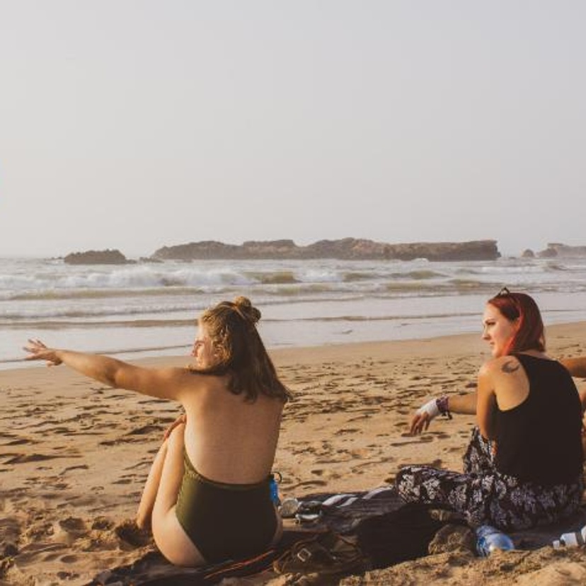 Students on the beach