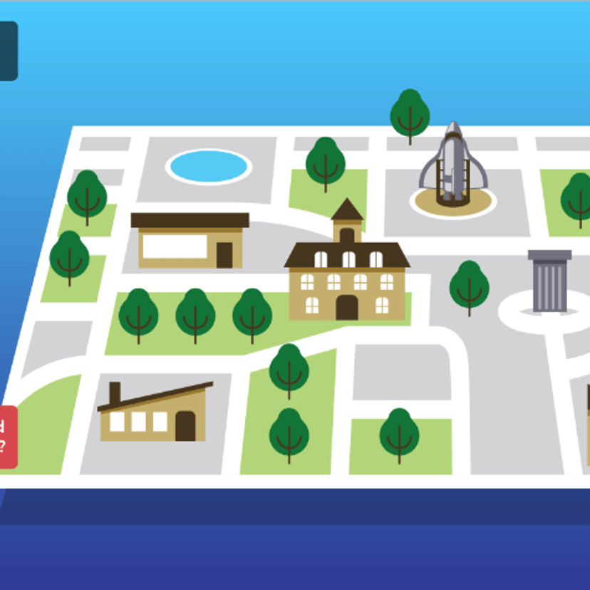 A diagram of a cityscape