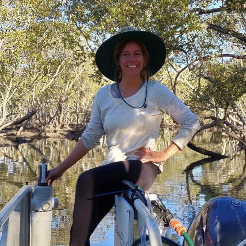 Postdoctoral Research Fellow Judith Rosentreter investigating carbon dioxide and methane emissions from mangrove-dominated estuaries and tidal creeks in Australia