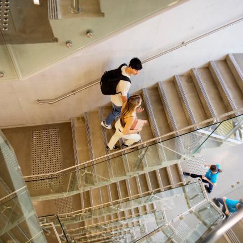 students in stairwell on gold coast campus