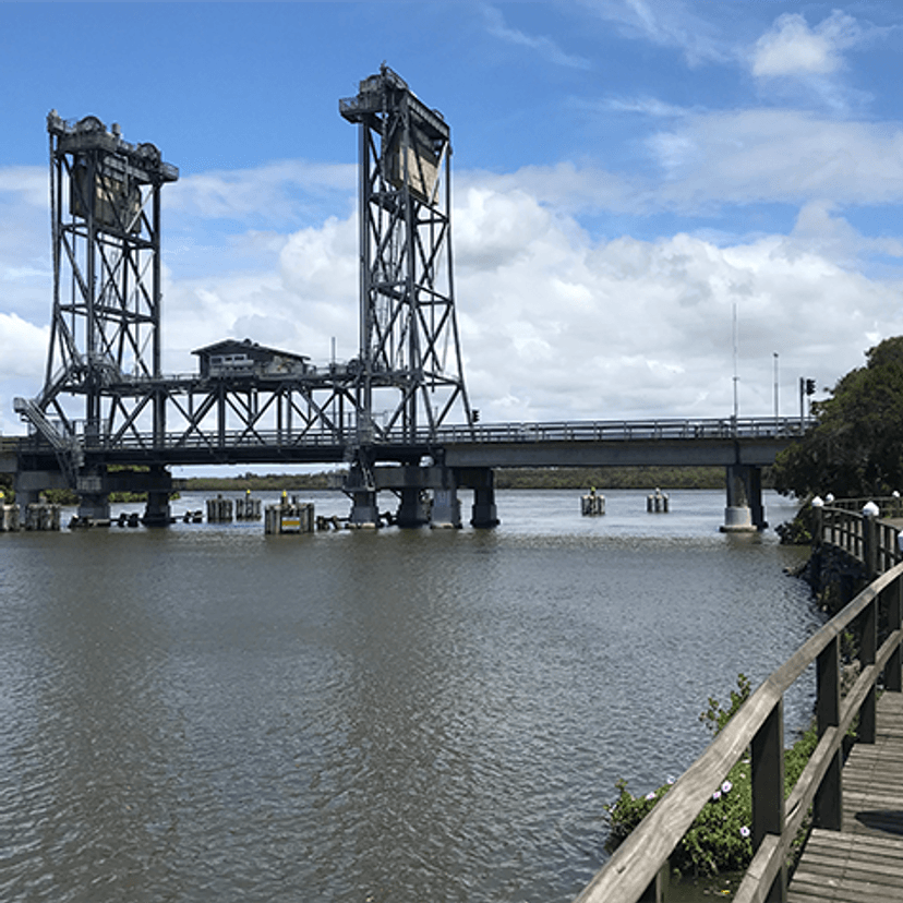 Steel bridge over a large river
