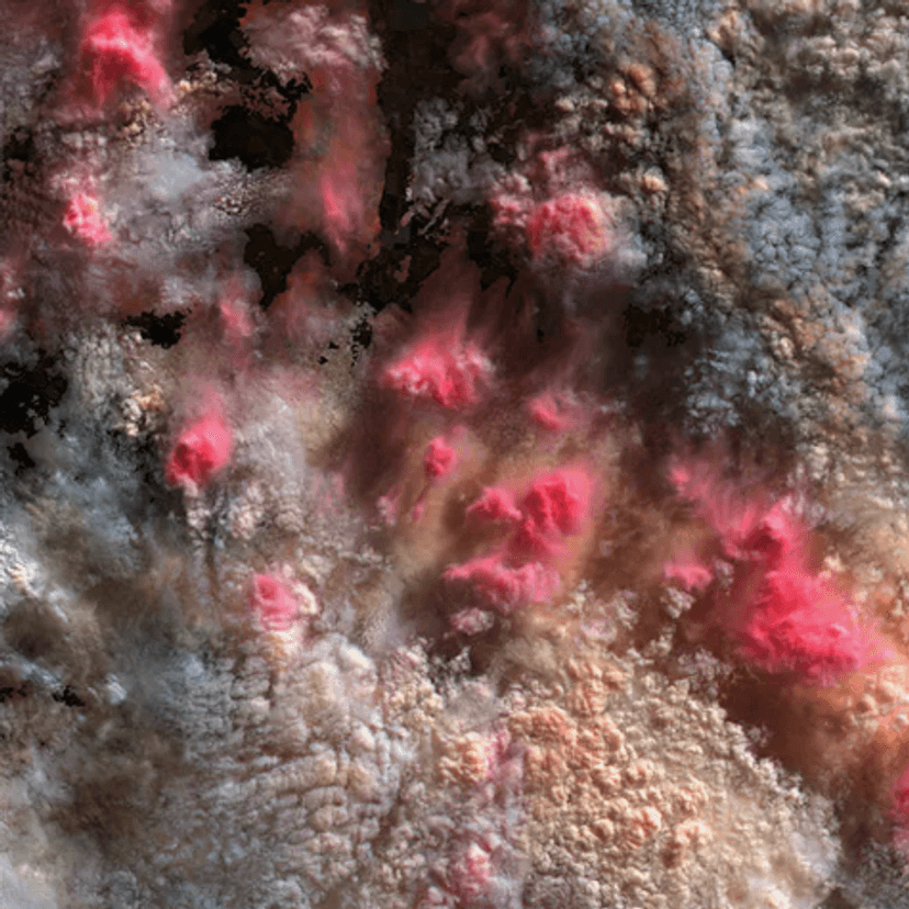 An abstract image in multi colours and textures