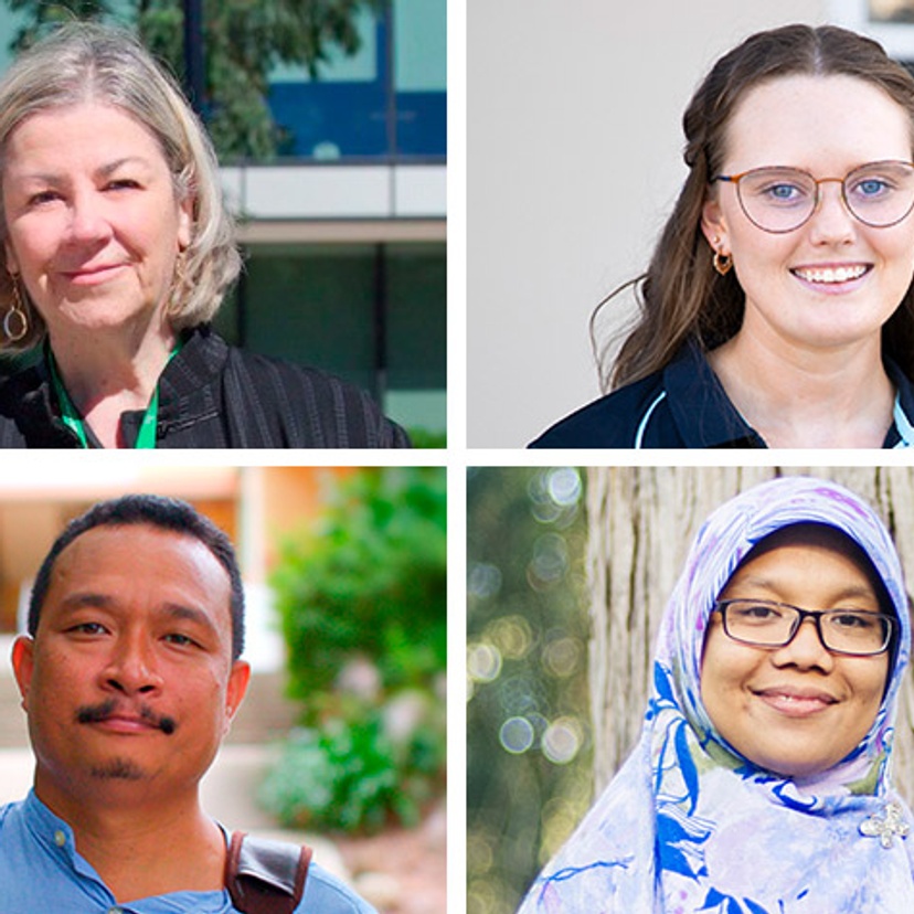 grid layout displays head and shoulders of four people