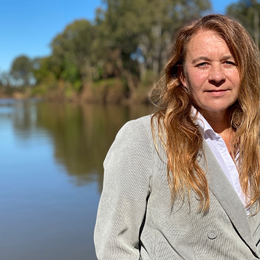 Professor Amanda Reichelt-Brushett at the Richmond River at Lismore