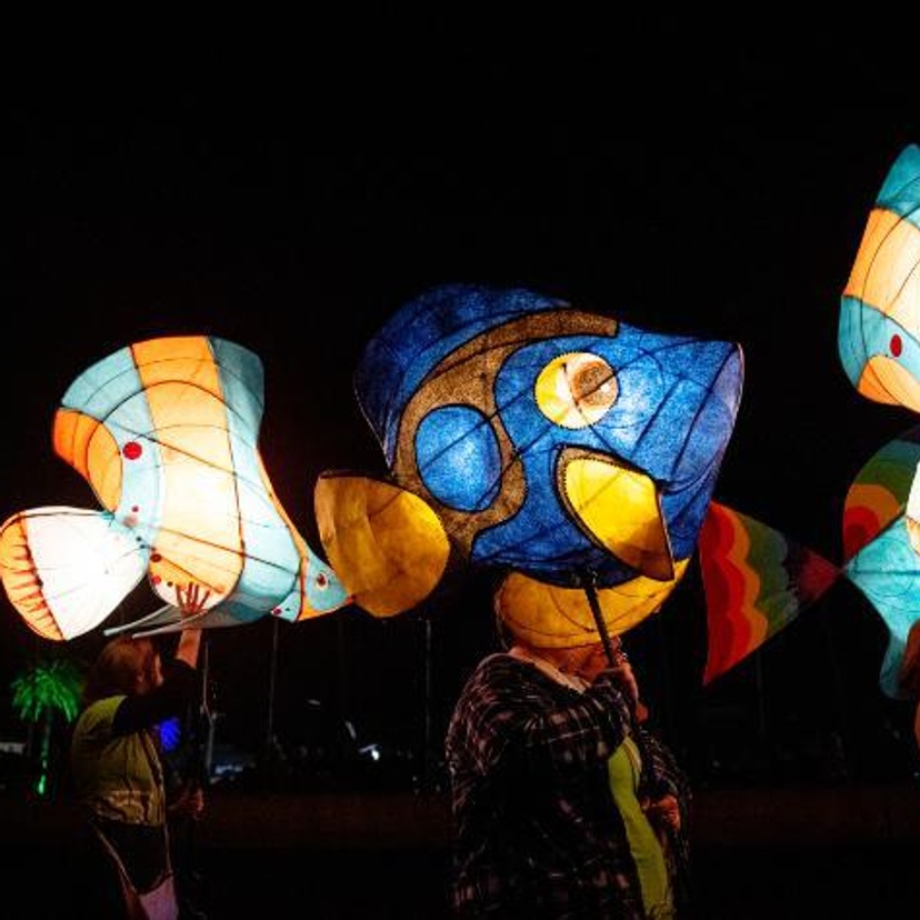 Giant lanterns on parade route