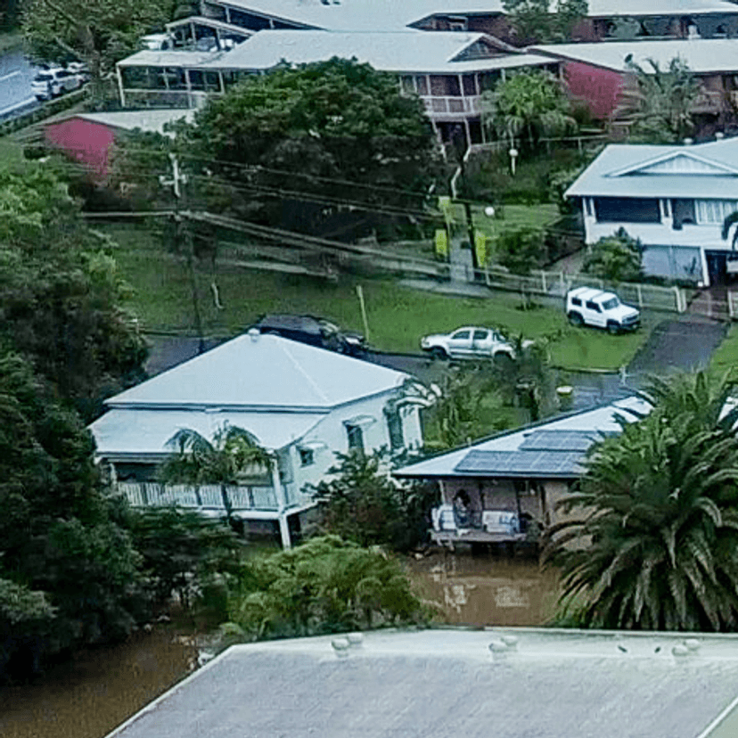 Boat on Lismore flood waters 2022