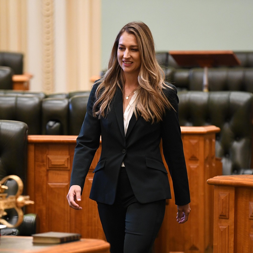 Student standing in court room