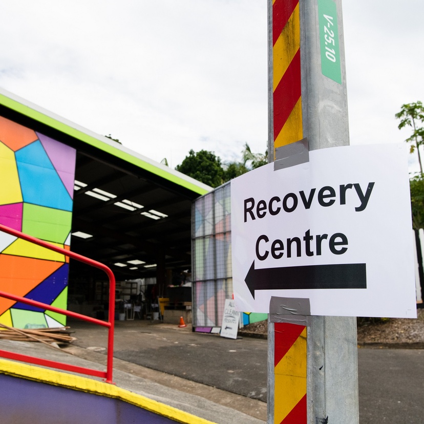 A sign indicating recovery centre on Lismore campus