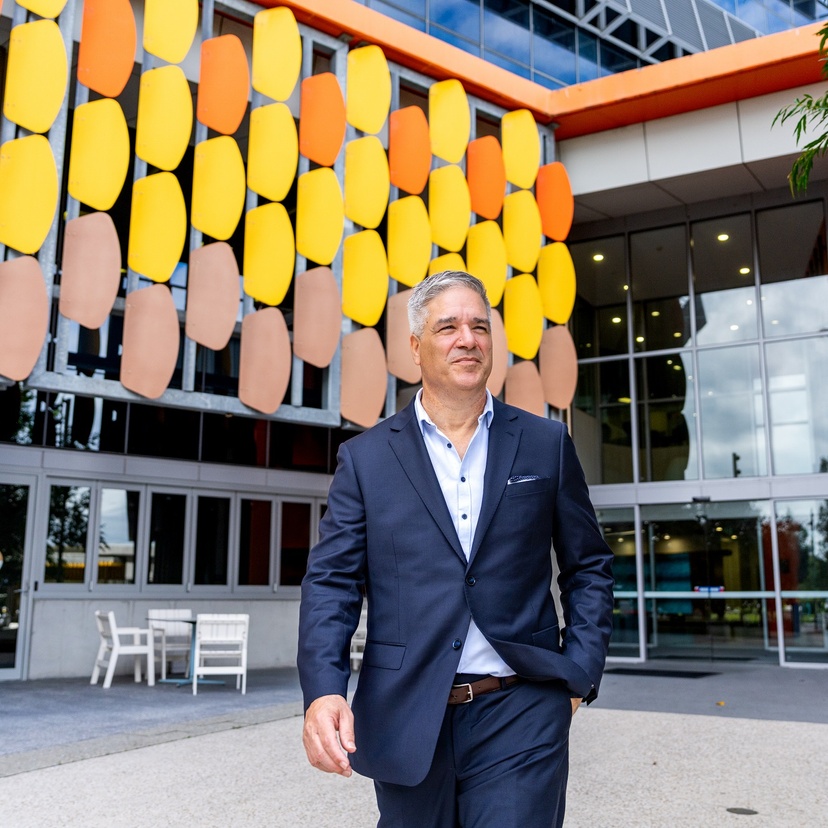 Dr Lewes Peddell walking through our Gold Coast Campus