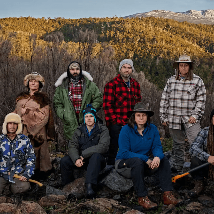 A group of people in the wilderness of north west Tasmania.