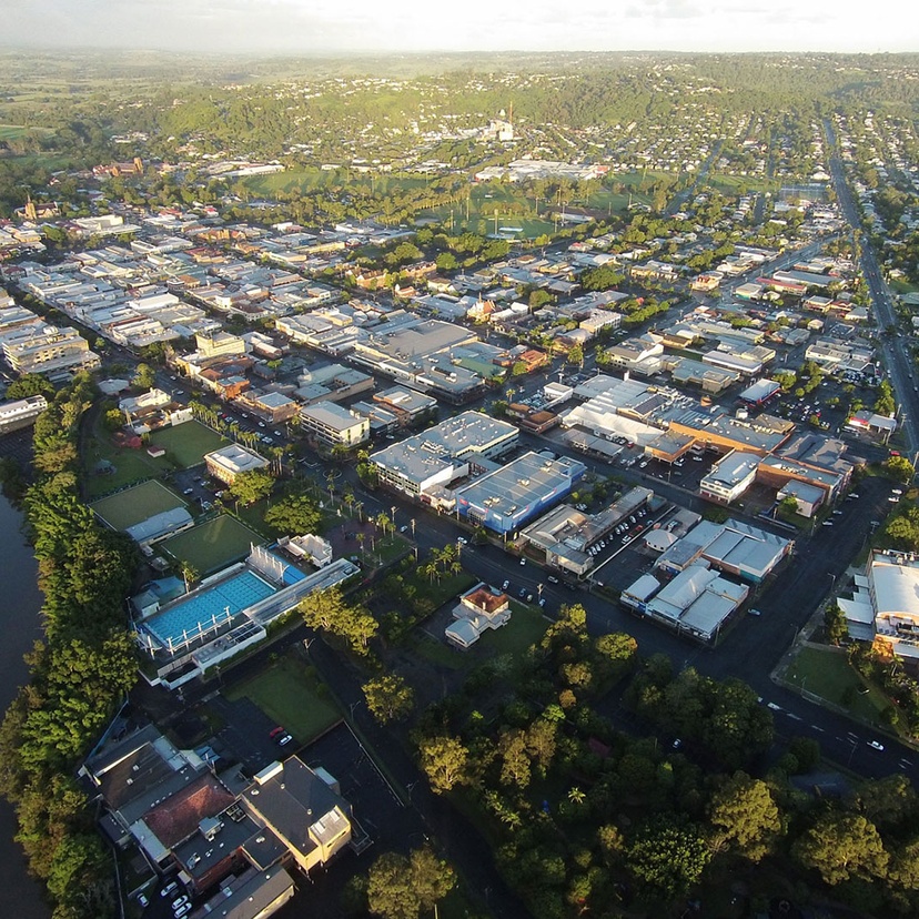 An aerial view of Lismore
