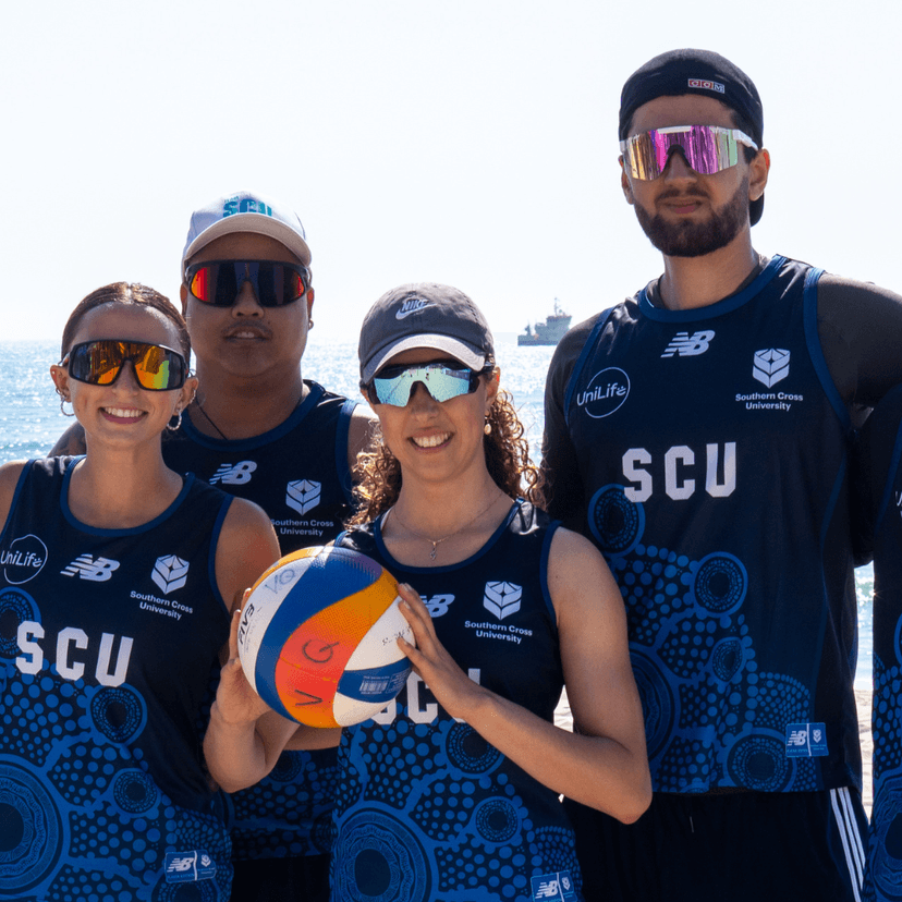 A group of SCU students at the 2025 UniSport Nationals on the Gold Coast