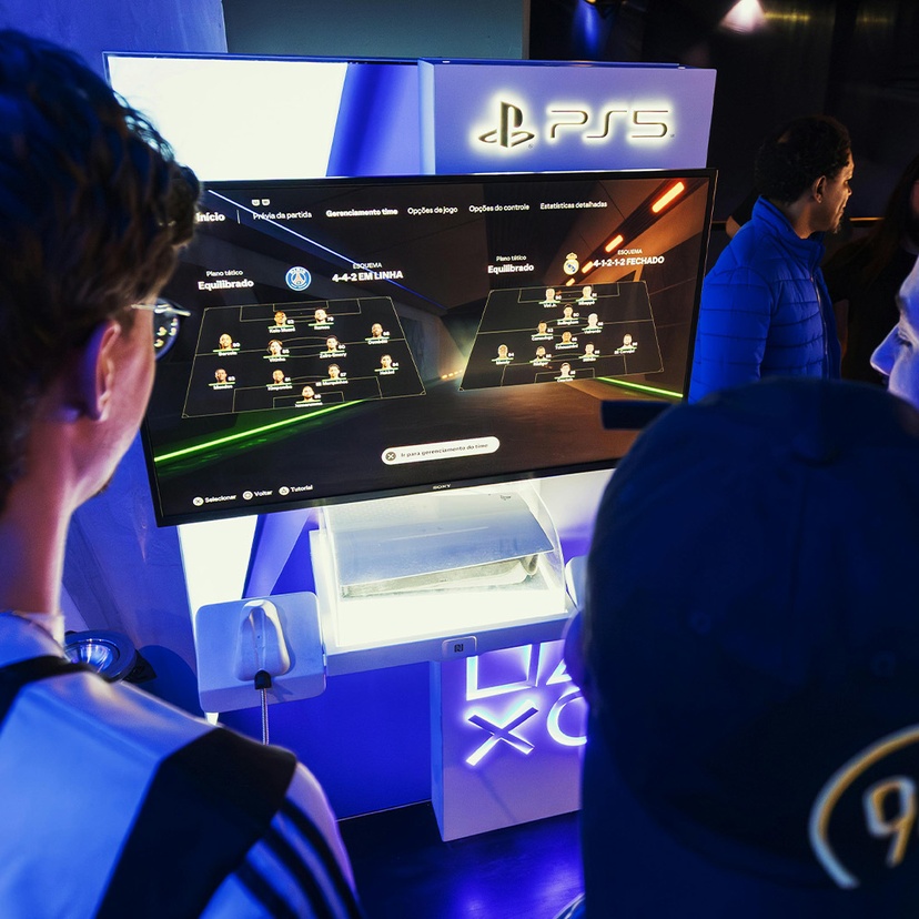 Boys playing playstation 5 game