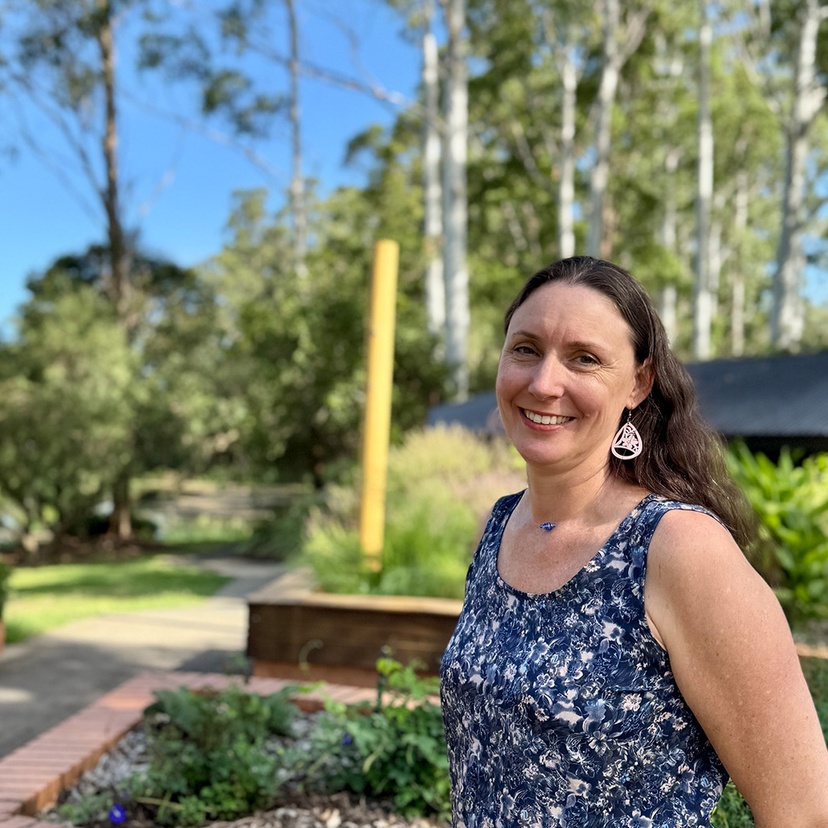 Professor Amie Steel in medicinal herb garden