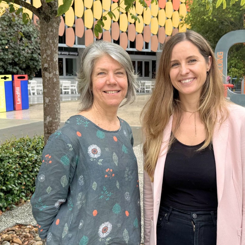 Dr Louise Whitaker & Jessica Jeffreys standing outside SCU Gold Coast campus