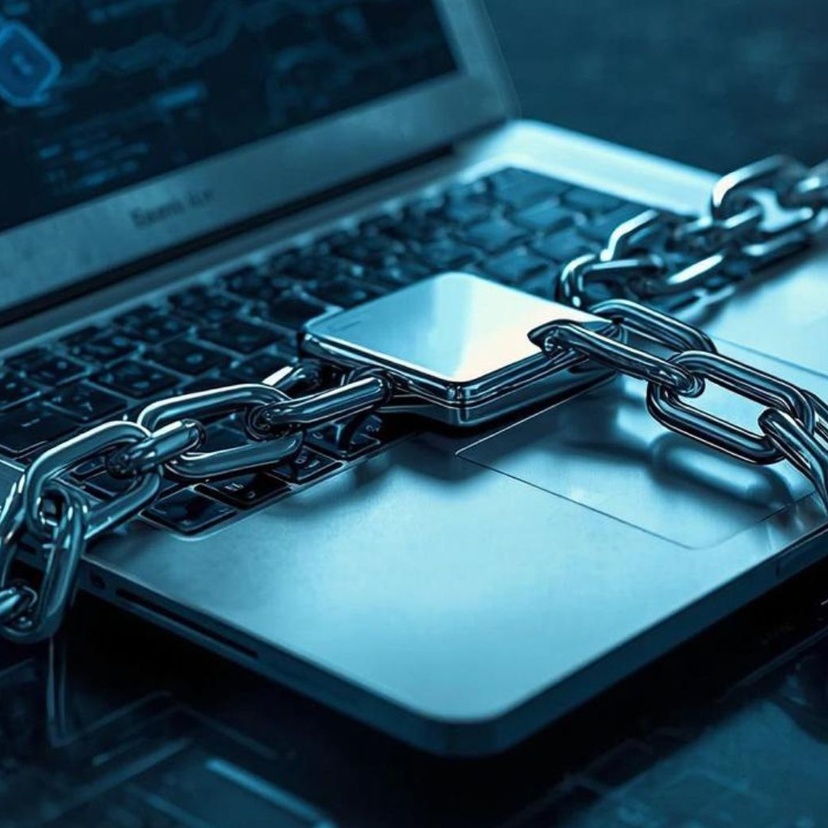 Laptop in chains