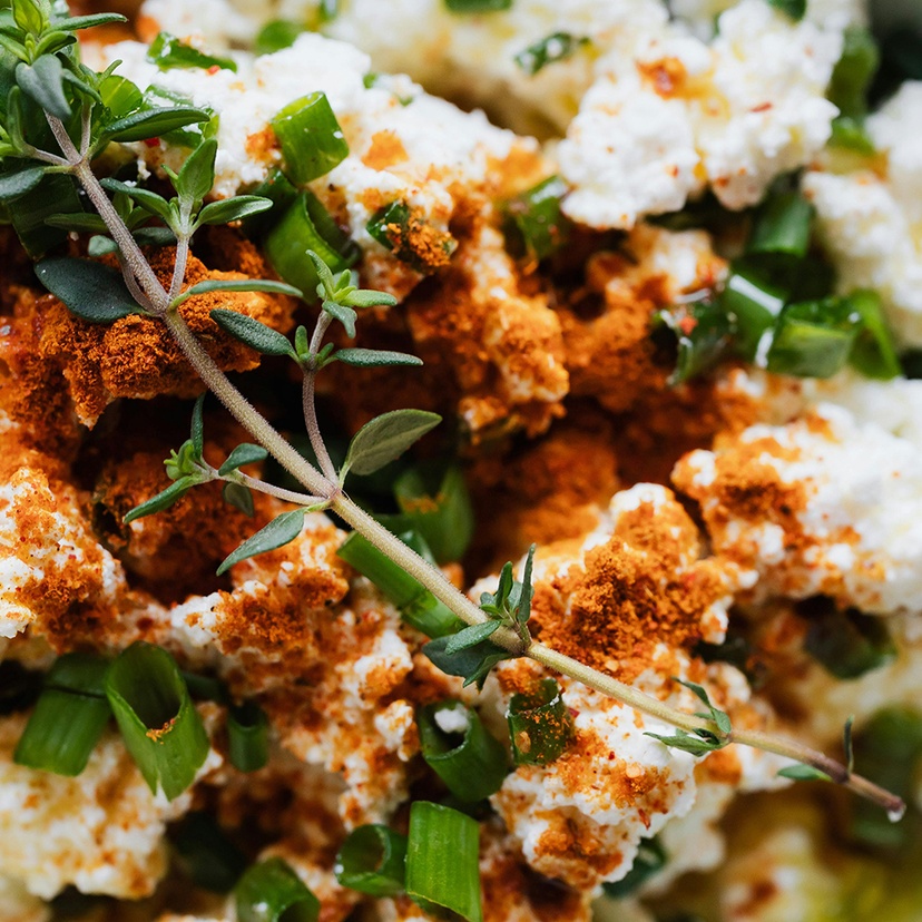 Cottage cheese in a salad