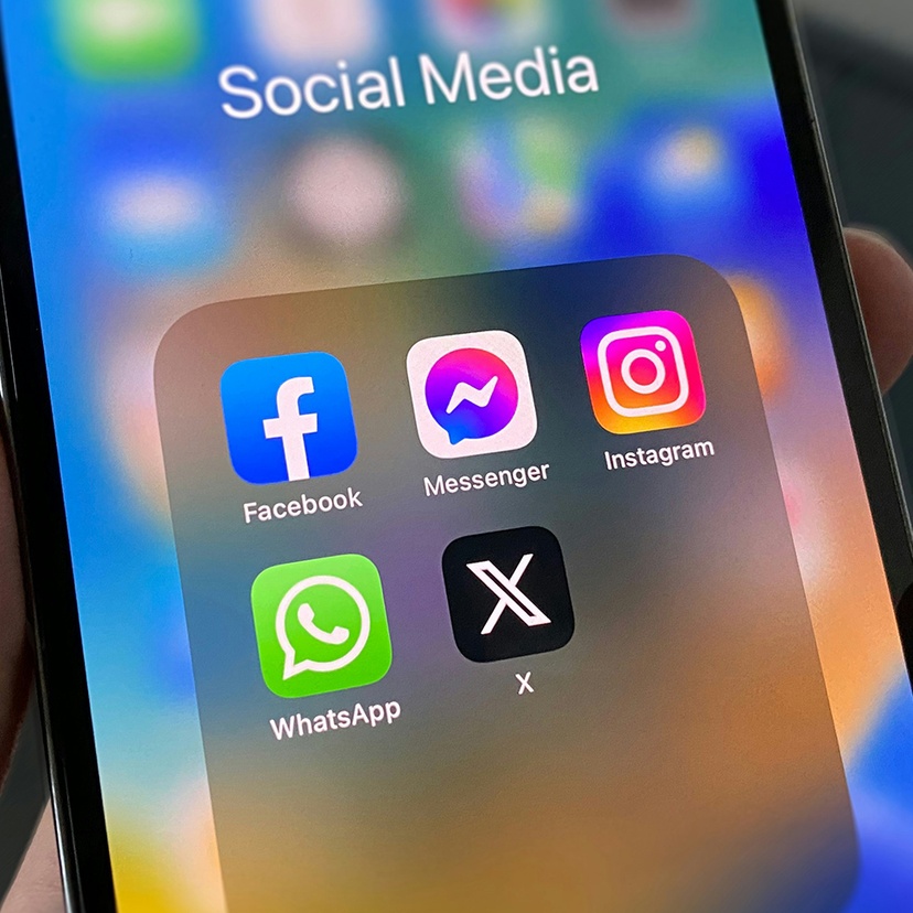 Social media icons on a mobile phone