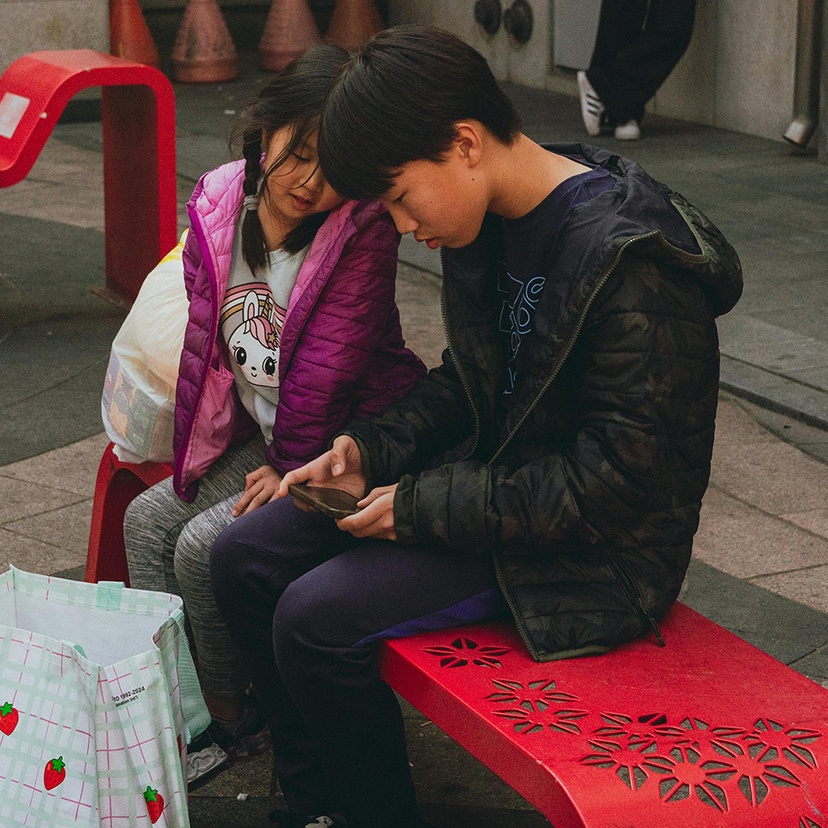 Casual Urban Scene in Seoul with Kids