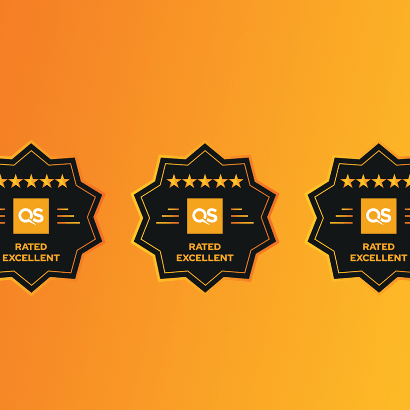 A black star with 5 stars and the words rated excellent