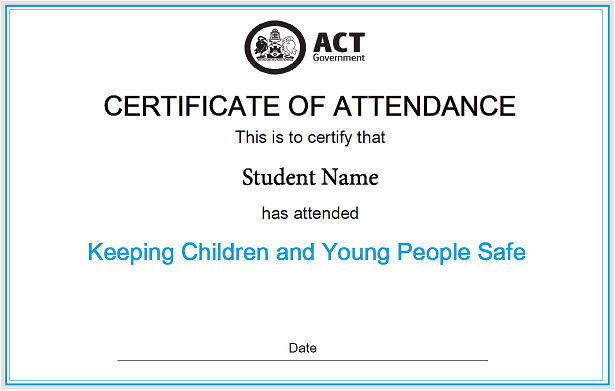 ACT Child Protection Training Certificate