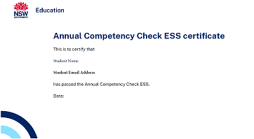 Annual Competency Check ESS certificate