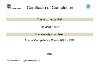 Annual Competency Check ESS certificate v2