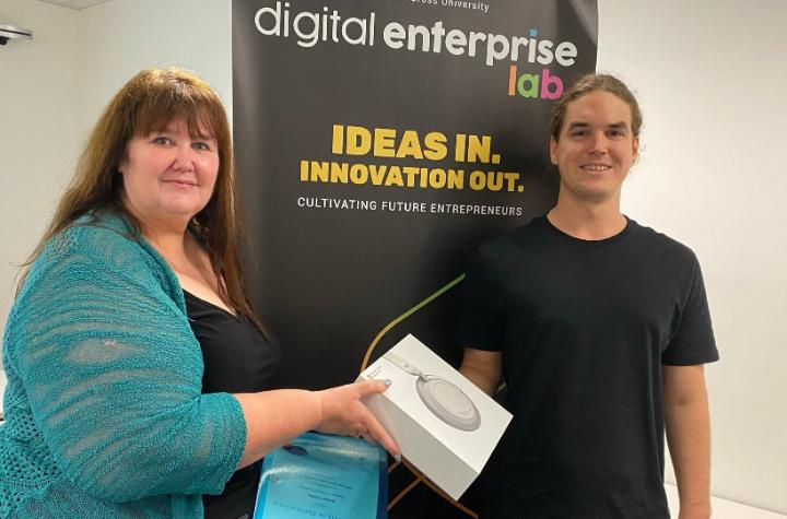 IT student Robert Hollis with Head of IT, Dr Raina Mason 