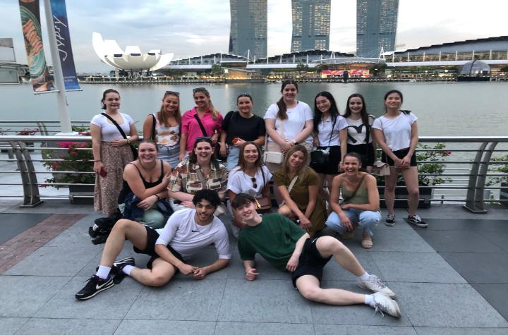 Events and News Students in Singapore in front of bay