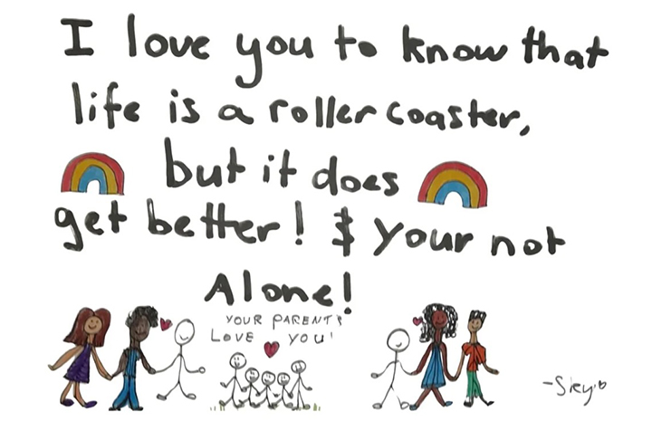 artwork by a young person offering reassurance to children whose parents are divorcing