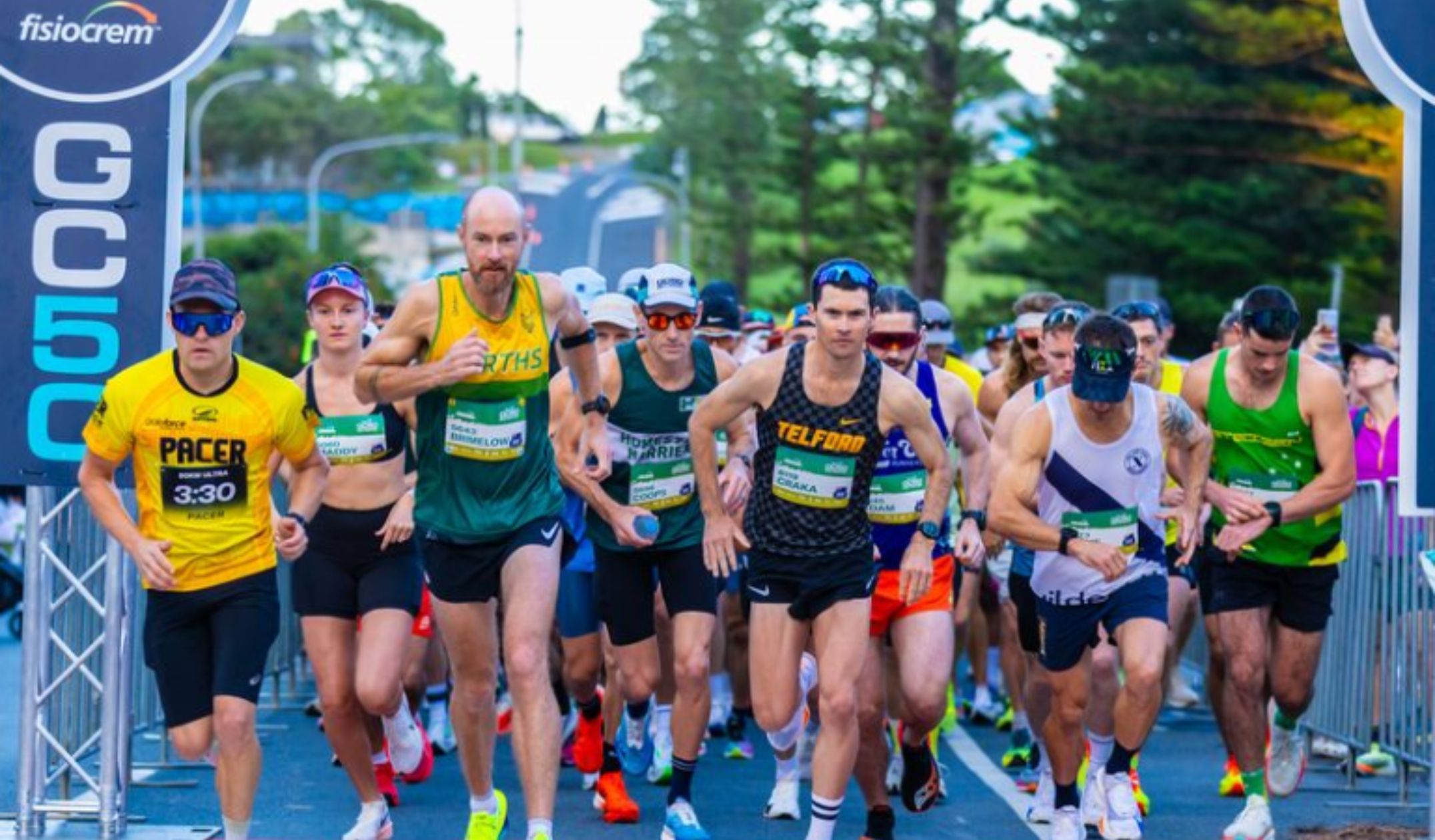 A group of runners at race starting line