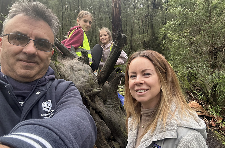 Nature School at Colac West Primary Children and adults in the bush
