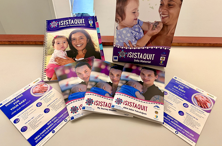 Brochures featuring mothers and babies on the cover