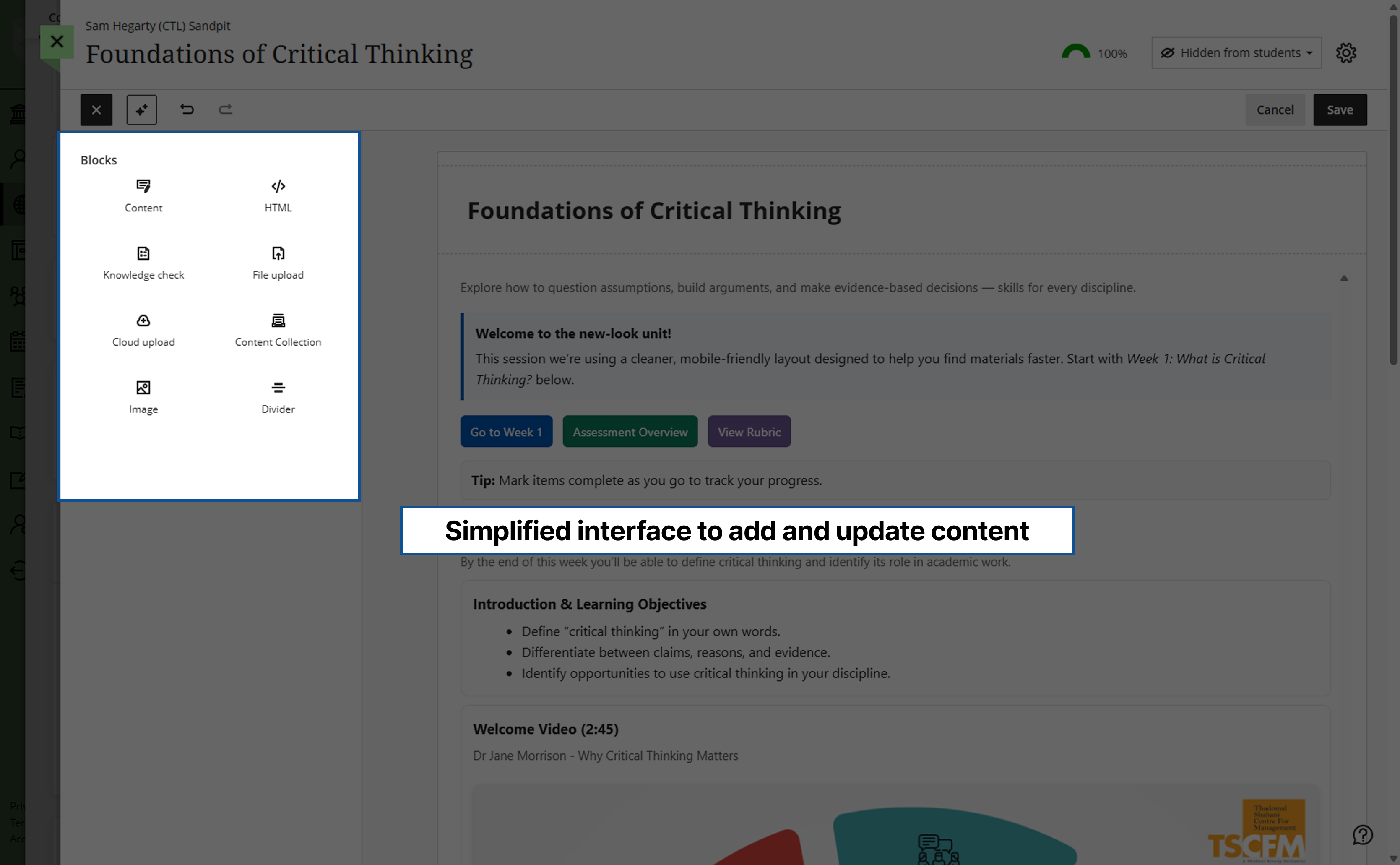 Content Authoring screen capture Content Authoring screen capture