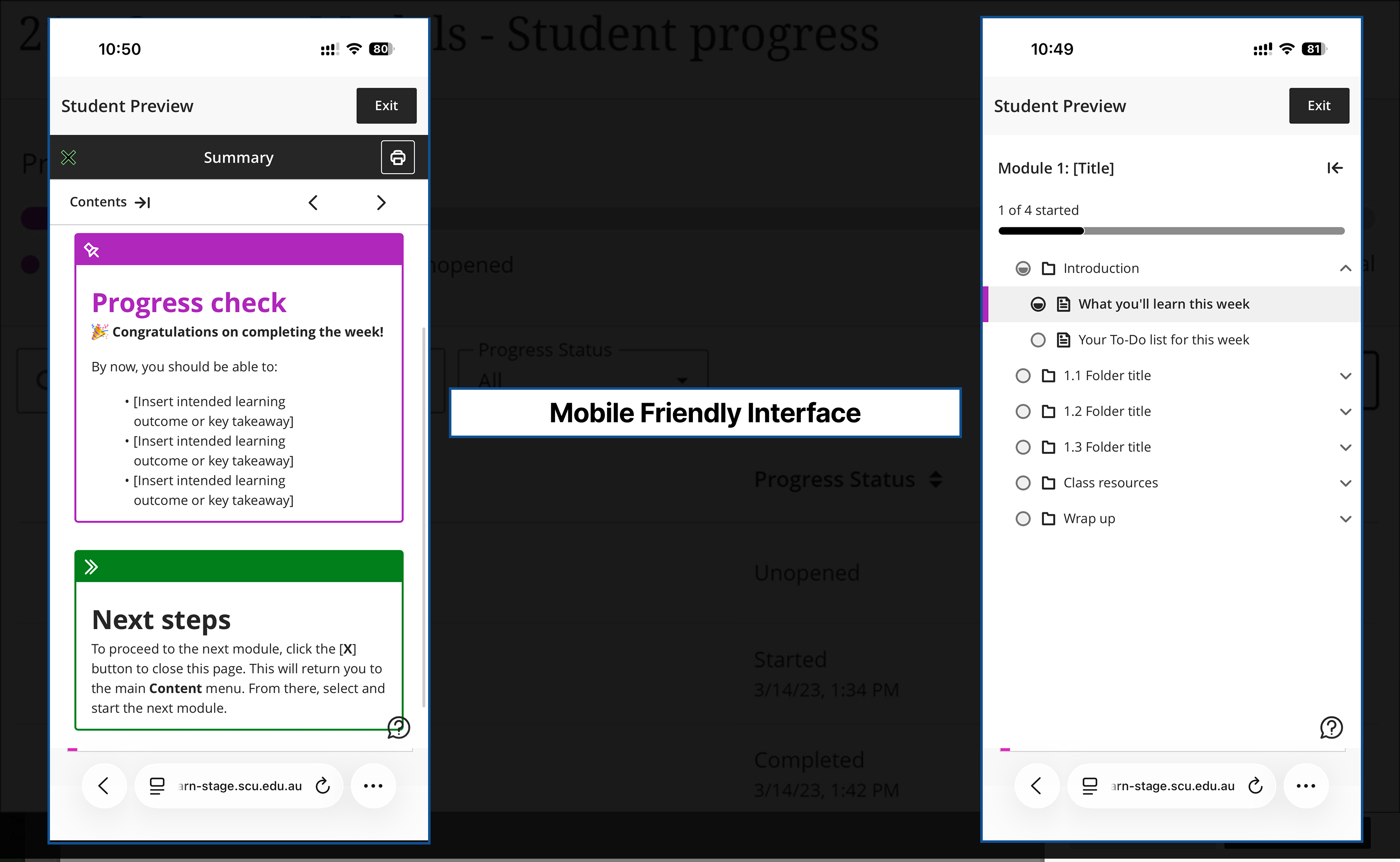 Blackboard Mobile screen capture Blackboard Mobile screen capture